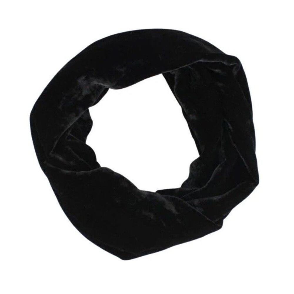 Dana Herbert Silk Velvet Infinity Scarf Black Luxury Handmade in USA